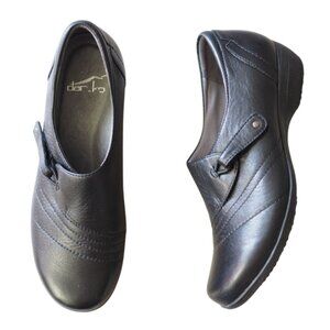 Dansko Franny Dark Leather Slip-On Loafers with Velcro Strap Size 6.5 - 7 EU 37